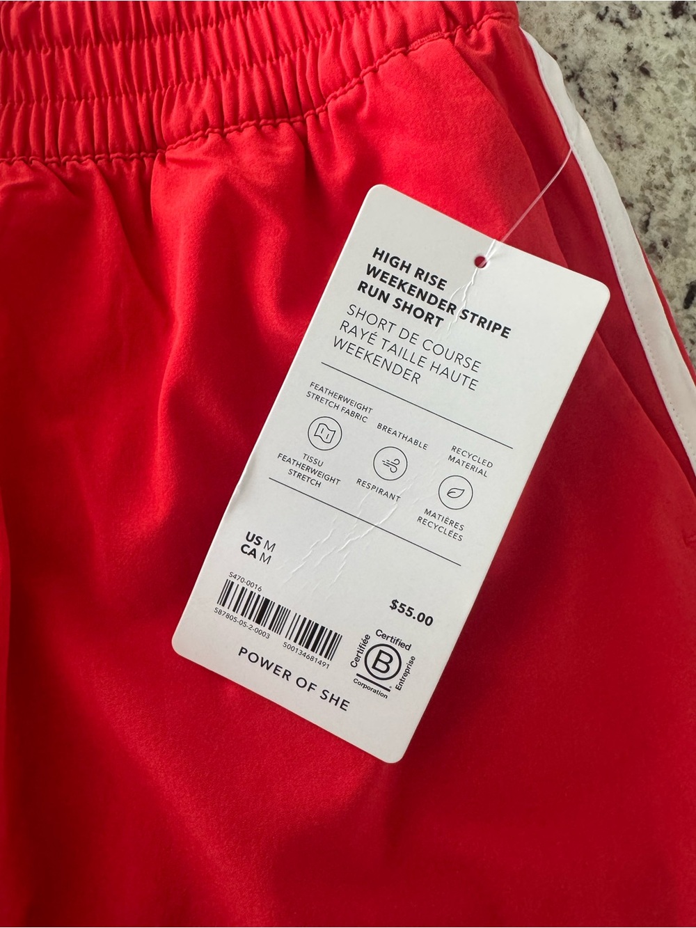 Athleta Red Weekender Athletic Shorts with White Trim High Rise Sz M - Picture 3 of 7